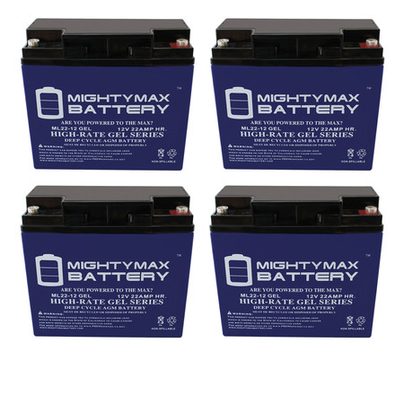 MIGHTY MAX BATTERY 12V 22AH GEL Battery Replacement for E-Wheels EW-36 - 4 Pack ML22-12GELMP4125